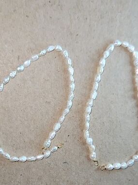 Vintage Freshwater Rice Pearl With 14K Gold Bracelets